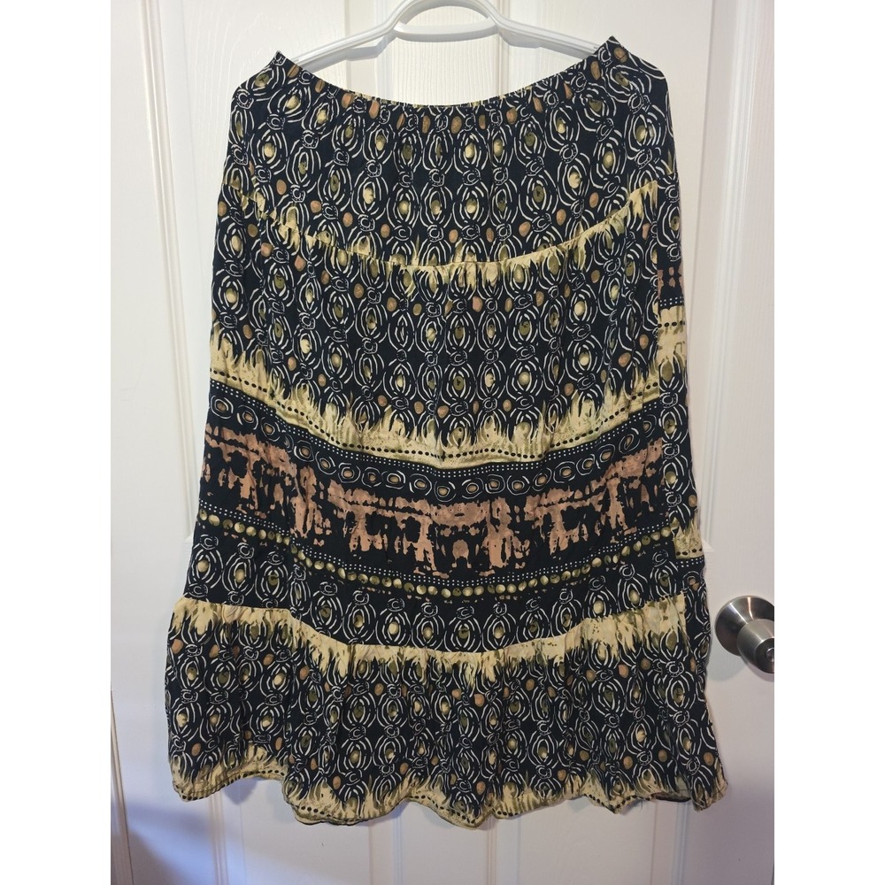 Kim Rogers Skirt Sz Petite Medium Womens Elastic Waist Pull On Crinkle No Iron